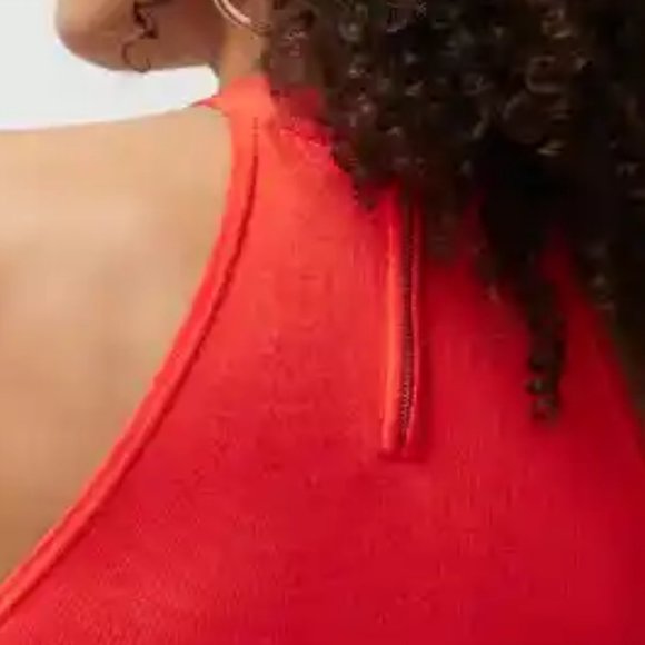 WHBM $79 Cutout Halter Top Blaze Scarlet Red Tank L - Picture 6 of 6